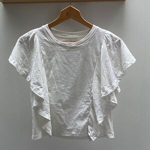 Madewell White Ruffle Sleeve Women's Top